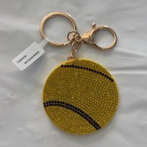 Sparkling Yellow Baseball Keychain/Bag Charm